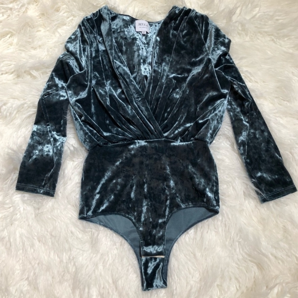 MISA | $148 Mirela Crushed Velvet Bodysuit